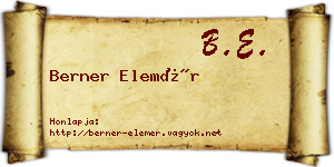 Berner Elemér névjegykártya
