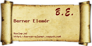 Berner Elemér névjegykártya